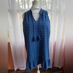 crown & ivy Navy Blue Sleeveless V-Neck Tassel Mini Dress